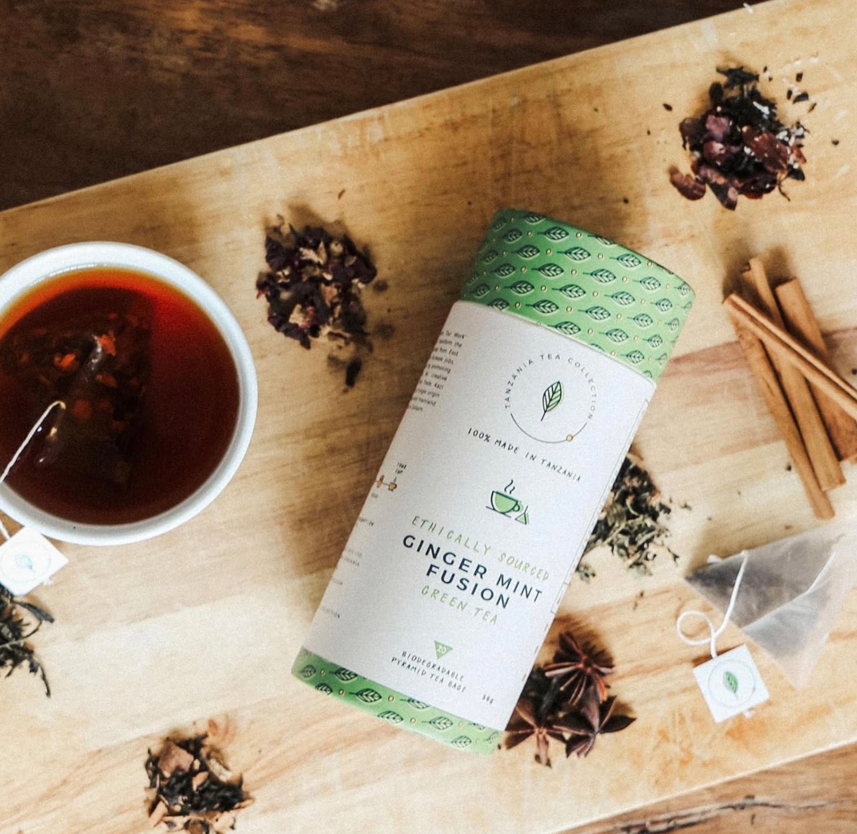 Ginger Mint Fusion - African Tea : - Kazi Yetu - 20 tea bags Per