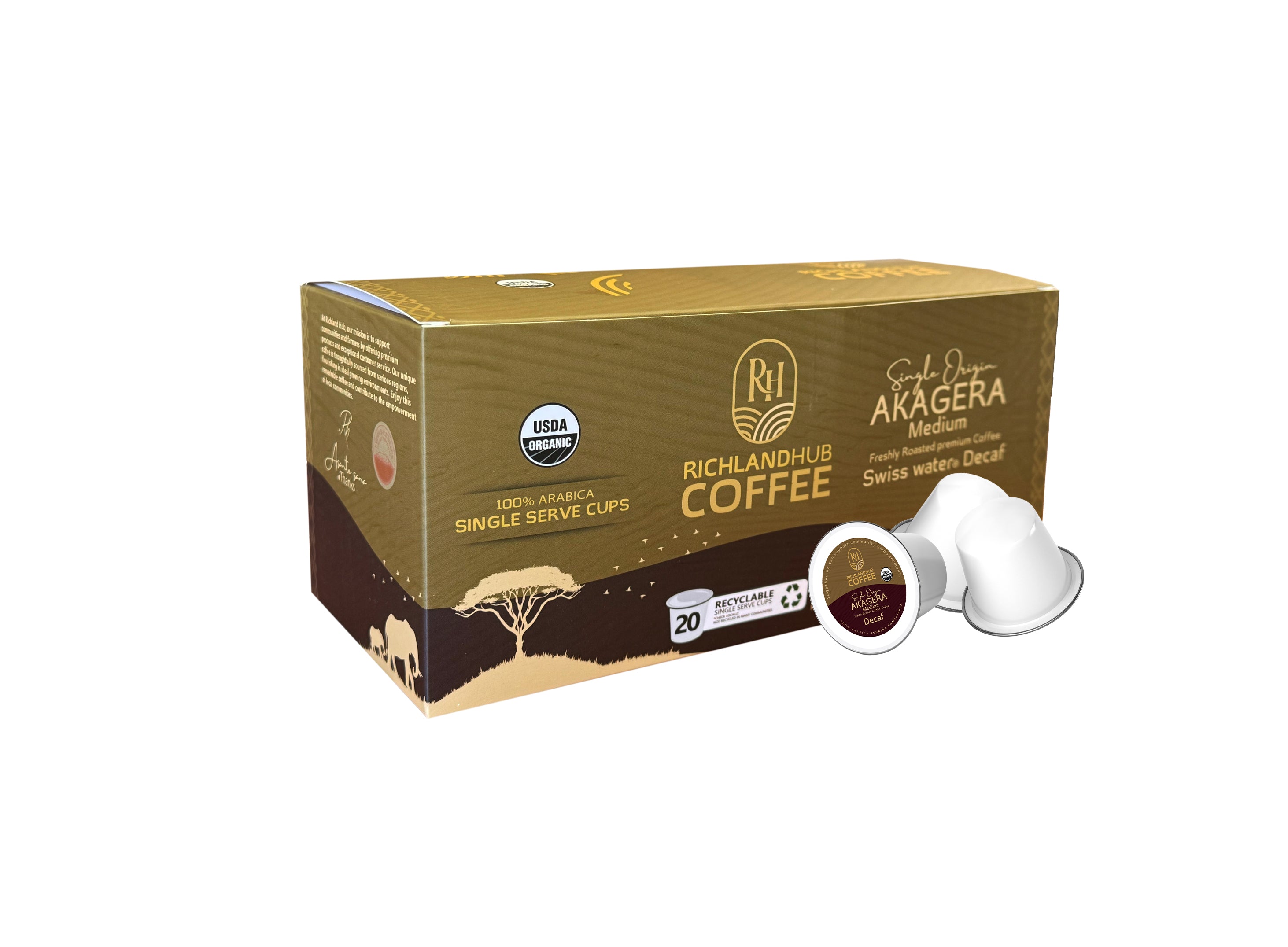Decaf AKAGERA Organic Rwanda Coffee K-Cup® Pods 20ct Box