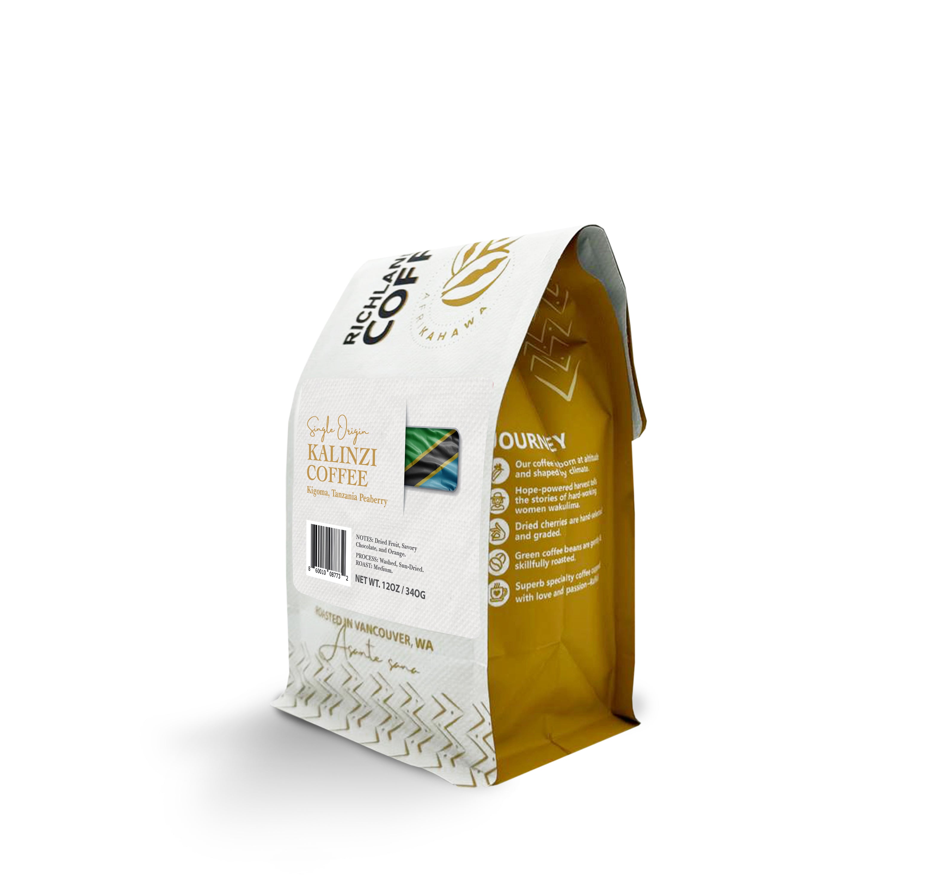 Tanzania Kalinzi Kigoma Peaberry Whole Bean Coffee | Richland Hub
