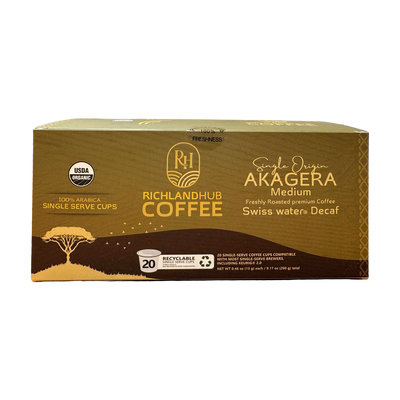Decaf AKAGERA - Organic Rwanda Coffee K-Cup® Pods - 20Ct Box Wholesale