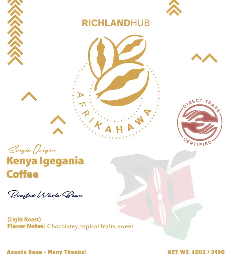 Kenya Igegania Whole Bean Coffee Label from Richland Hub