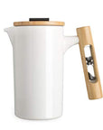 White Ceramic French Press with Hourglass